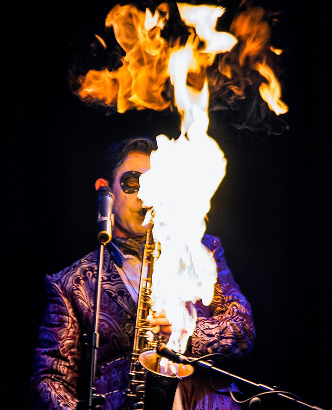 Flaming Saxophonists Hire: Book Flaming Saxophonist - Desmond O’Connor